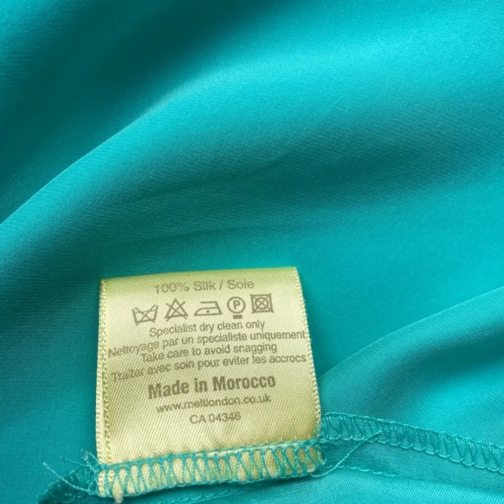 melt london Silk Flared Mini Skirt Teal & Pink Contrast Trim Y2K Tenniscore
